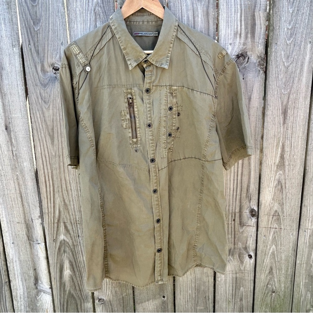 Projek Raw Men’s Button Front Shirt XXL